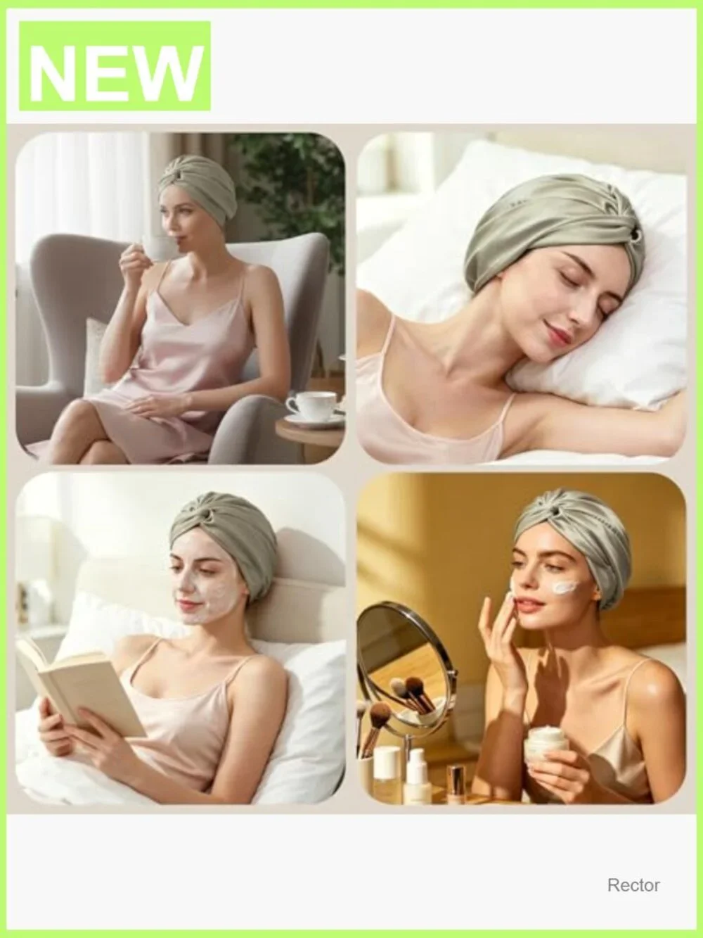 100% Mulberry Silk Bonnet for Sleep, Tie Closure, Adjustable Night Cap
